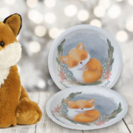 Niedlich Baby Fox Snowly Winter Baby Dusche Pappteller