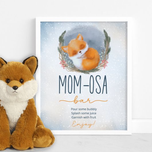 Niedlich Baby Fox Snowly Winter Mama-osa Bar Poster