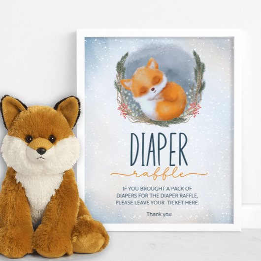 Niedlich Baby Fox Snowly Winter Windelpreisverlosu Poster