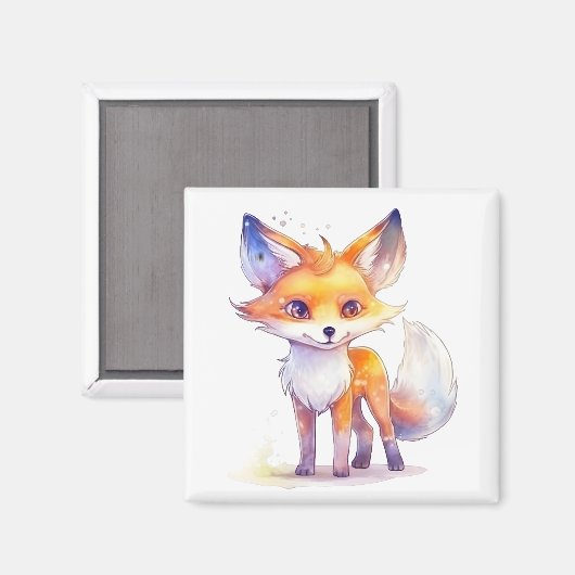 Niedlich Baby Fox Square Magnet (Vorderseite/Rückseite)