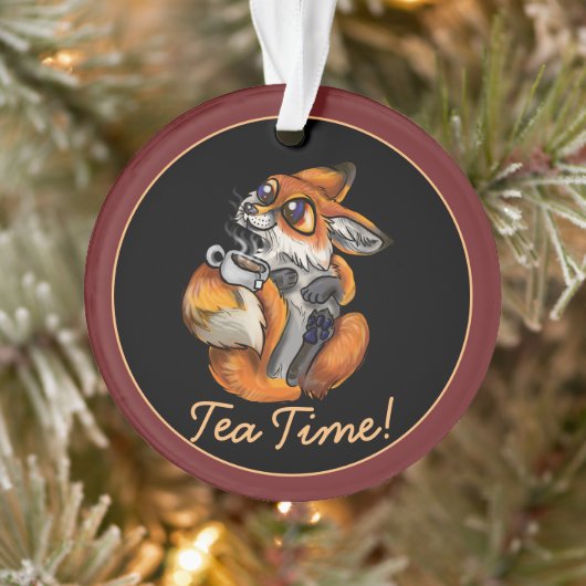 Niedlich Baby Fox Tea Time! Ornament (Baum)