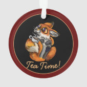 Niedlich Baby Fox Tea Time! Ornament (Rückseite)