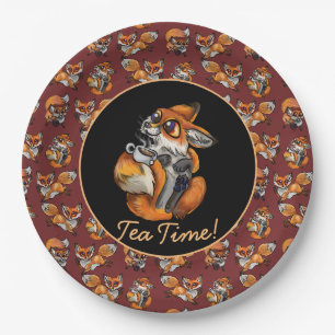 Niedlich Baby Fox Tea Time! Pappteller