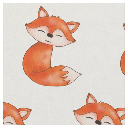 Niedlich Baby Fox | Waldtiere Stoff (Nahaufnahme)