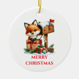Niedlich Baby Fox Weihnachten Keramik Ornament