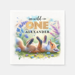 Niedlich Baby Fox Wild One Birthday Paper Napkin Serviette