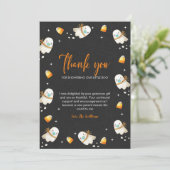 Niedlich Baby Ghost Halloween Herbstdusche Dankeskarte (Stehend Vorderseite)