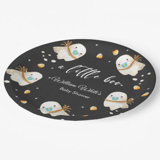 Niedlich Baby Ghost Halloween Herbstdusche Pappteller (Schrägansicht)