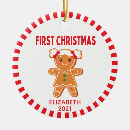Niedlich Baby Gingerbread Girl Foto Keramik Ornament (Vorne)