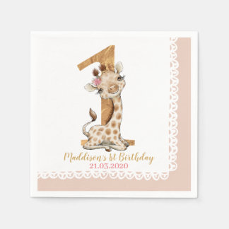 Niedlich Baby Giraffe 1. Geburtstag Serviette