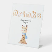 Niedlich Baby Giraffe 1. Geburtstagsgetränke Sockelschild (Vorderseite)