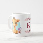 Niedlich Baby Giraffe Charming Floral Monogram Kaffeetasse (Vorderseite Links)