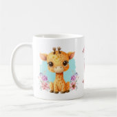Niedlich Baby Giraffe Charming Floral Monogram Kaffeetasse (Links)