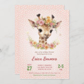 Niedlich Baby Giraffe Girl Wild Safari Dusche Spri Einladung (Vorne/Hinten)