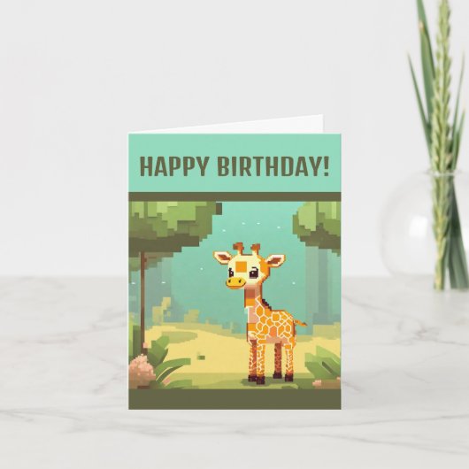 Niedlich Baby Giraffe Pixel Art Feiertagskarte (Vorderseite)