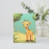 Niedlich Baby Giraffe Pixel Art Postkarte (Stehend Vorderseite)