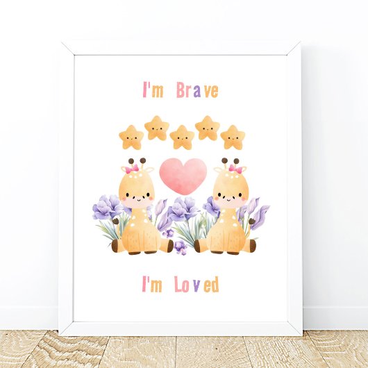 Niedlich Baby Giraffe Poster | Ich bin tapfer - ic