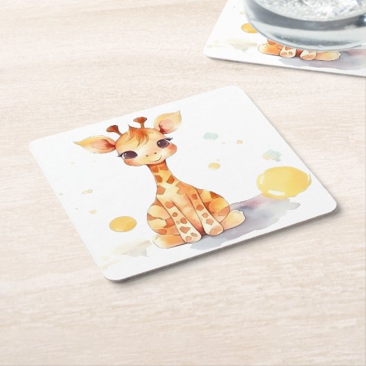 Niedlich Baby Giraffe Square Paper Untersetzer (angewinkelt)
