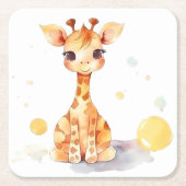 Niedlich Baby Giraffe Square Paper Untersetzer (Vorderseite)