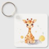 Niedlich Baby Giraffe Square Schlüsselanhänger (Vorderseite)