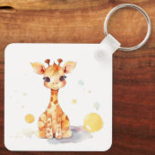 Niedlich Baby Giraffe Square Schlüsselanhänger (Rückseite)