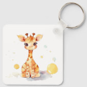 Niedlich Baby Giraffe Square Schlüsselanhänger (Rückseite)