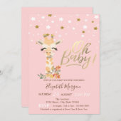 Niedlich Baby Giraffe Stars Kinderdusche Einladung (Vorne/Hinten)