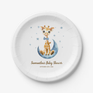 Niedlich Baby Giraffe Watercolor Baby Shower Boy Pappteller