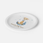 Niedlich Baby Giraffe Watercolor Baby Shower Boy Pappteller (Schrägansicht)