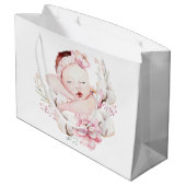 Niedlich Baby Girl Baby Dusche Große Geschenktüte (Rückseite Schrägansicht)