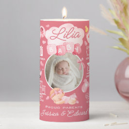 Niedlich Baby Girl Birth Stats Pink Neugeborene Mo Stumpenkerze