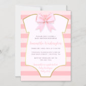 Niedlich Baby Girl Blush Pink Bow & Gold Baby Dusc Magneteinladung (Vorderseite)