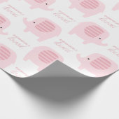 Niedlich Baby Girl Button Elephant Wrapping Paper Geschenkpapier (Ecke)