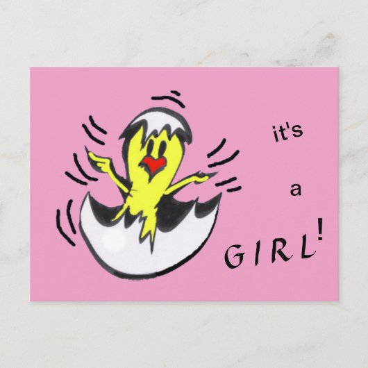 Niedlich Baby GIRL Chick Cartoon Postkarte (Vorderseite)