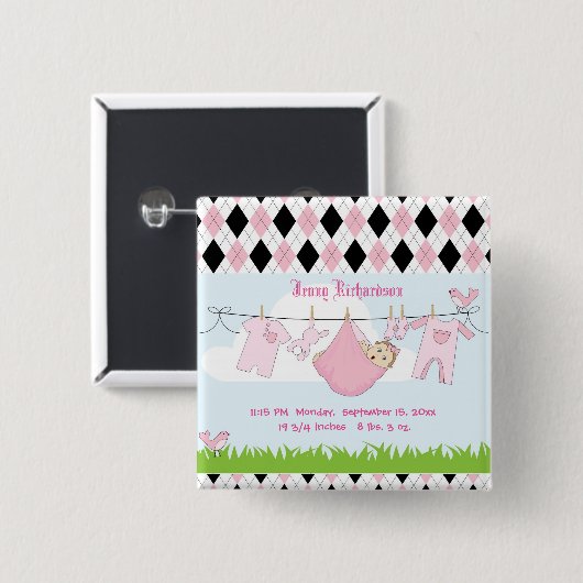 Niedlich Baby Girl Clothes Line Button (Vorne & Hinten)