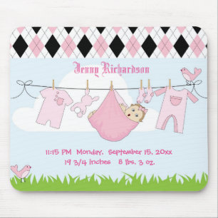 Niedlich Baby Girl Clothes Line Mousepad