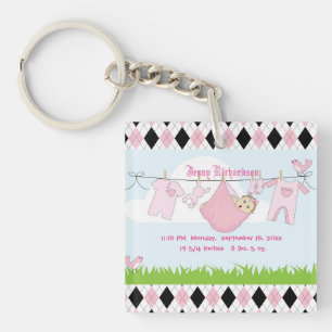 Niedlich Baby Girl Clothes Line Schlüsselanhänger