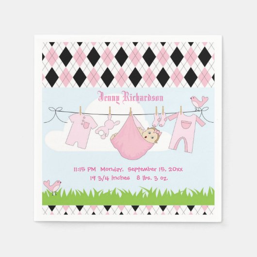 Niedlich Baby Girl Clothes Line Serviette (Vorderseite)