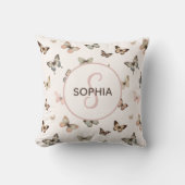 Niedlich Baby Girl Custom Monogram Butterfly Muste Kissen (Vorderseite)