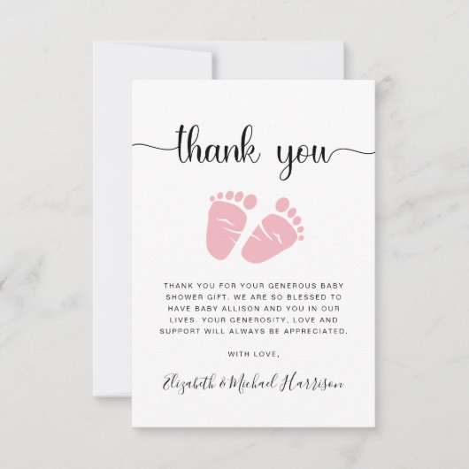 Niedlich Baby Girl Dusche Dankeskarte (Vorderseite)