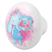 Niedlich Baby Girl Elephant Blume Pink Bow Cartoon Keramikknauf (Rechts)