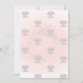Niedlich Baby Girl Elephant, Floral Baby Dusche Einladung (Rückseite)