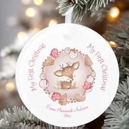 Niedlich Baby Girl First Christmas Rosa Name Ornam Ornament
