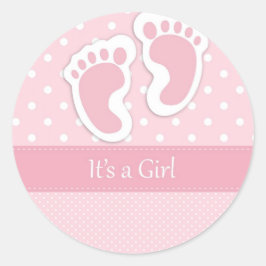 Niedlich Baby Girl Footprints Adable Pattern Dusch Runder Aufkleber