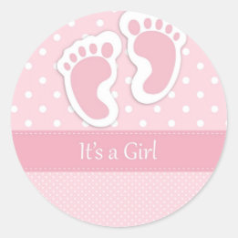 Niedlich Baby Girl Footprints Adable Pattern Dusch Runder Aufkleber