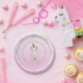 Niedlich Baby Girl Holding Teddy Bear Babydusche Pappteller (Party)