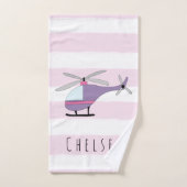 Niedlich Baby Girl Lila Helicopter & Name Badhandtuch Set (Handtuch)