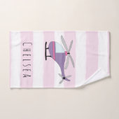 Niedlich Baby Girl Lila Helicopter & Name Badhandtuch Set (Handtuch)