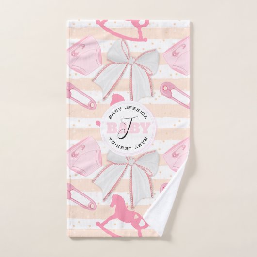 Niedlich Baby Girl Mit Monogramm Pattern Badhandtuch Set (Handtuch)