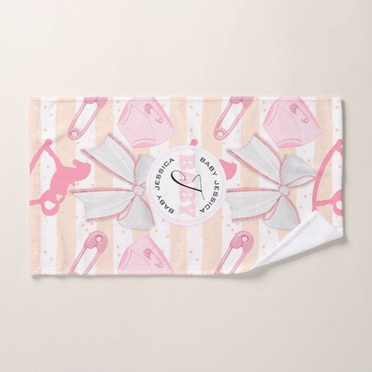 Niedlich Baby Girl Mit Monogramm Pattern Badhandtuch Set (Handtuch)